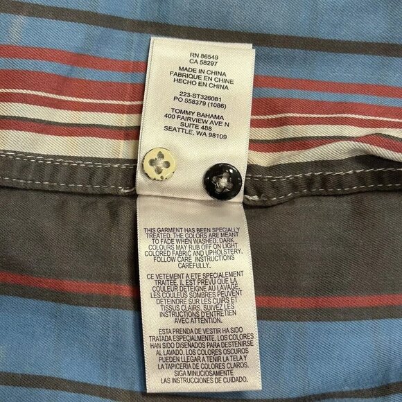 Tommy Bahama Men's 4XB Fog Gray Distressed Fresno Plaid Reverse Print Shirt - Picture 8 of 9